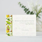 Gele Retro Abstracte Floral Collage-RSVP RSVP Kaartje (Staand voorkant)