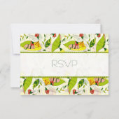 Gele Retro Abstracte Floral Collage-RSVP RSVP Kaartje (Achterkant)