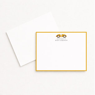 Gele Retro Auto Kraam Briefkaart
