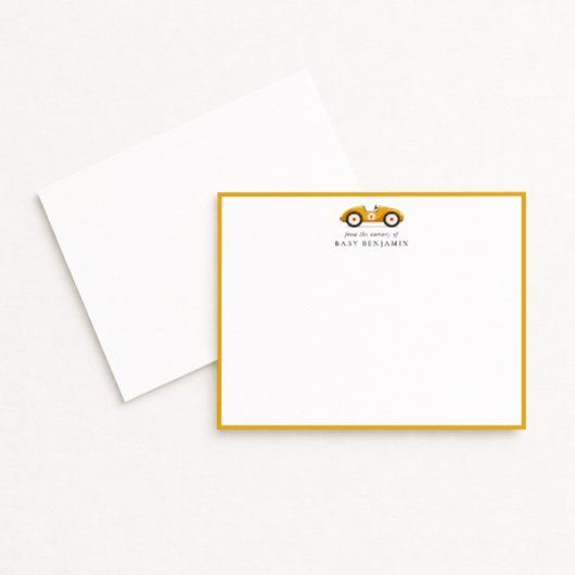 Gele Retro Auto Kraam Briefkaart