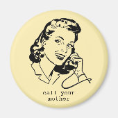 gele retro bel je moeder grappige magneet (Voorkant)