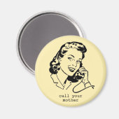 Gele Retro Bel Je Moeder Grappige Vintage Magneet (Voorkant / Achterkant)