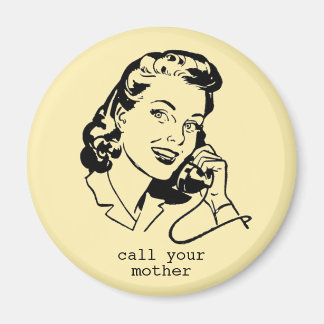 Gele Retro Bel Je Moeder Grappige Vintage Magneet