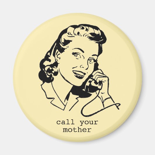 Gele Retro Bel Je Moeder Grappige Vintage Magneet (Voorkant)