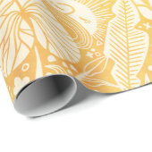 Gele Retro Bloemen Paddenstoel Zon & bladeren Cadeaupapier (Rol Hoek)