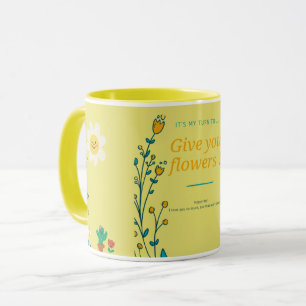 GELE RETRO-BLOEMENMOK GELUKKIG ESTHETISCH ONTWER MOK