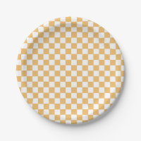 Gele Retro Checker verjaardag papieren borden
