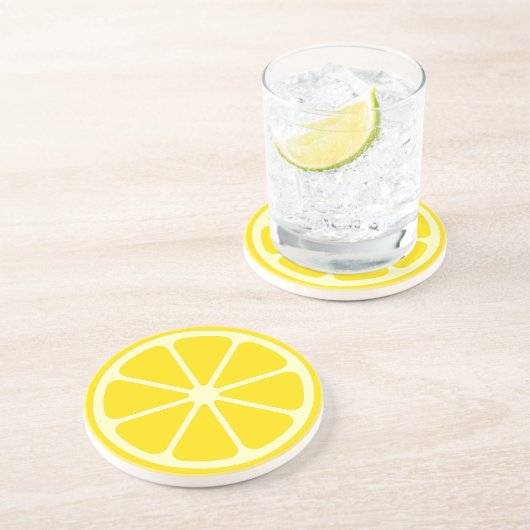 Gele Retro Citroen Decor Slice Gele Onderzetters (Zijkant)