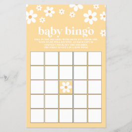 Gele Retro Daisy Baby shower Bingo Flyer