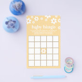 Gele Retro Daisy Baby shower Bingo Flyer (Enkel)