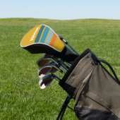 Gele Retro Dwarsstrepen met Naam Golfheadcover (Insitu)