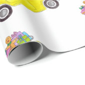 Gele Retro Fiat 500 kerstcadeautjes Waterverf Cadeaupapier (Rol Hoek)