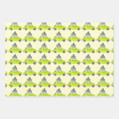 Gele Retro Fiat 500 kerstcadeautjes Waterverf Inpakpapier Vel (Voorkant 2)