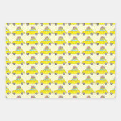 Gele Retro Fiat 500 kerstcadeautjes Waterverf Inpakpapier Vel (Voorkant)