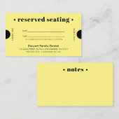 Gele Retro Gereserveerde Zitplaatsen Tandarts Afsprakenkaartje (Voorkant / Achterkant)