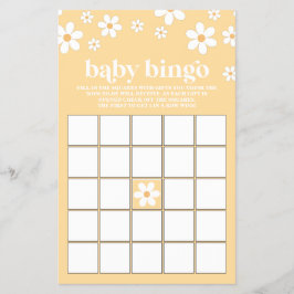 Gele Retro Margriet Baby Shower Bingo Flyer