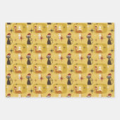 Gele Retro Mid Century Moderne Kattenkerst Inpakpapier Vel (Voorkant)