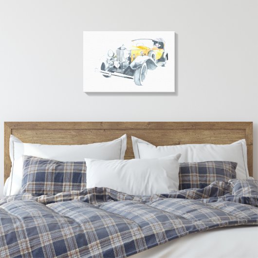 Gele retro oldtimer. canvas afdruk (Insitu (Slaapkamer))