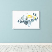 Gele retro oldtimer. canvas afdruk (Insitu (Houten vloer))