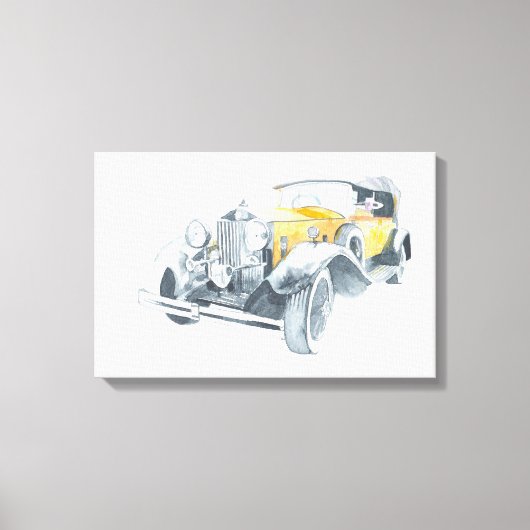 Gele retro oldtimer. canvas afdruk (Voorkant)