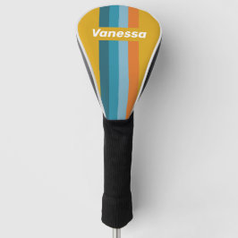 Gele Retro Pin Strepen met Naam Golfheadcover