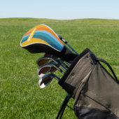 Gele Retro Pin Strepen met Naam Golfheadcover (Insitu)