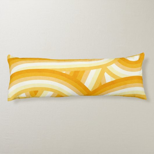 Gele Retro Regenboog Stripes Patroon Lichaamskussen (Achterkant)