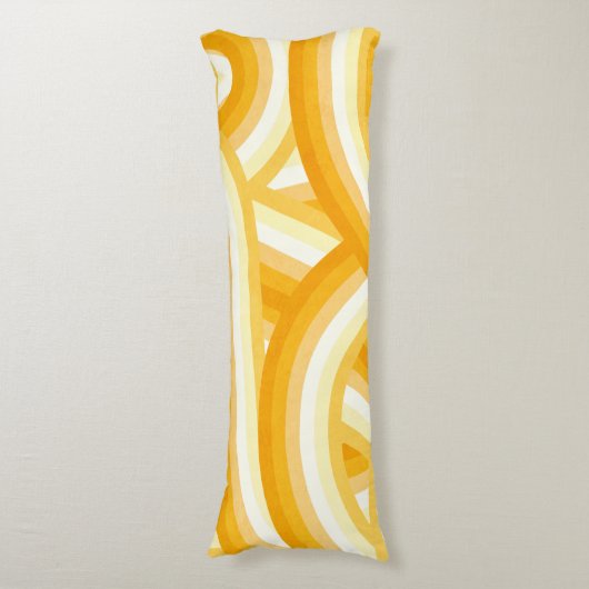 Gele Retro Regenboog Stripes Patroon Lichaamskussen (Voorkant Verticaal)