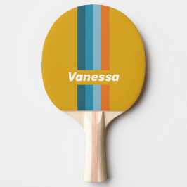 Gele Retro Speld Strepen met Naam Tafeltennisbatje