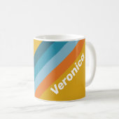Gele Retro Strepen met Naam Koffiemok (Voorkant rechts)