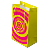 Gele Retro Style Cadeaus met Oranje en roze Klein Cadeauzakje (Achterkant Gekanteld)