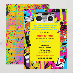 Gele retro-thema van 80's uit de jaren tachtig: Bi Kaart