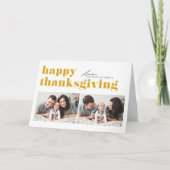 Gele Retro Typografie Foto Happy Thanksgiving Feestdagen Kaart (Voorkant)