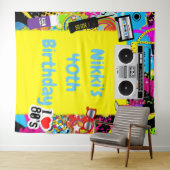 Gele retro van 1980: achtergrond van 80-jarige ver wandkleed (In Situ (horizontaal))