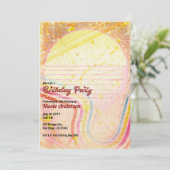 Gele Retro Vintage Jaren 80 Thema Verjaardagsfeest Kaart (Staand voorkant)