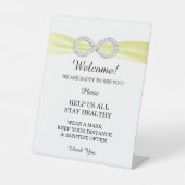 Gele Ribbon Diamond Infinity Wedding Safety Reclamebord Met Voetstuk (Voorkant)