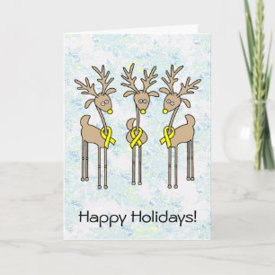 Gele Ribbon Reindeer Feestdagen Kaart