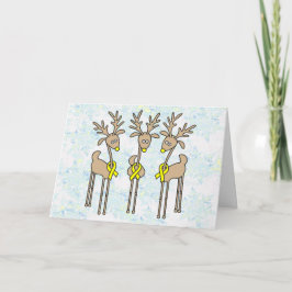 Gele Ribbon Reindeer Feestdagen Kaart