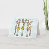 Gele Ribbon Reindeer Feestdagen Kaart (Voorkant)