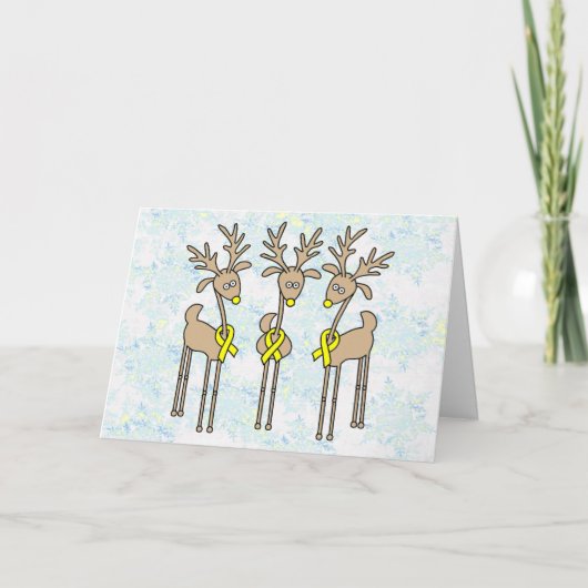Gele Ribbon Reindeer Feestdagen Kaart (Voorkant)