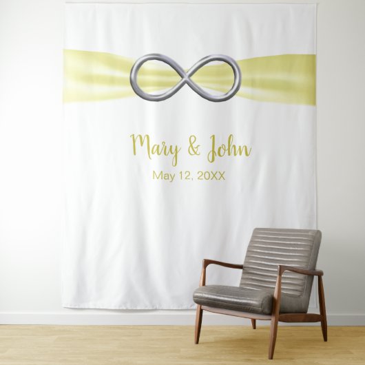 Gele ribbon Silver Infinity Wedding Backdrop Wandkleed (In situ)