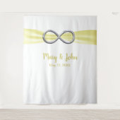 Gele ribbon Silver Infinity Wedding Backdrop Wandkleed (Voorkant)