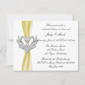 Gele ribbon Silver Swans Rehearsal Dinner Invite Kaart (Voorkant)