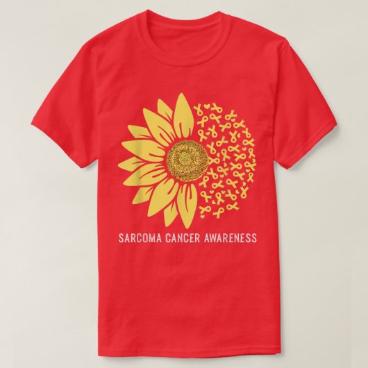 Gele Ribbon Sunflower Sarcoma Cancer Awareness T-shirt (Design voorkant)