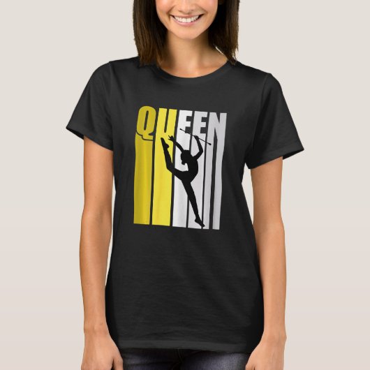Gele Ritmische Gymnastiek Koningin Verjaardagscoac T-shirt (Voorkant)
