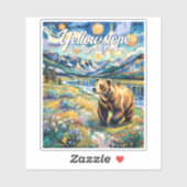 Gele rivier landschap met beer in Yellowstone Sticker (Vel)