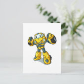 Gele robot cartoon|Kies achtergrondkleur Briefkaart (Staand voorkant)