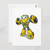 Gele robot cartoon|Kies achtergrondkleur Briefkaart (Voorkant / Achterkant)