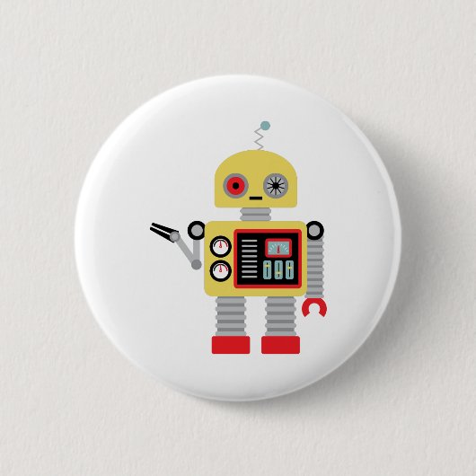 Gele robot ronde button 5,7 cm (Voorkant)