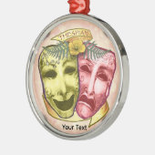 Gele Rode Actormaskers Metalen Ornament (Links)